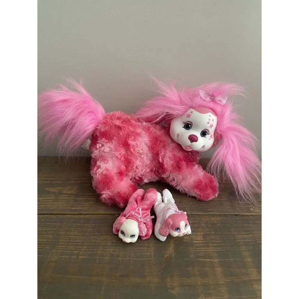 *Hot Pink Puppy Surprise Mama and Three Puppies Plush Dogs Stars & Glitter 2020